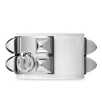 Hermes Collier de Chien White Bracelet With Silver